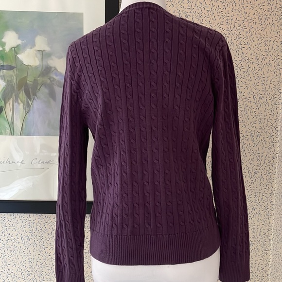 Ladies plum colored button up cable cardigan - Picture 6 of 6